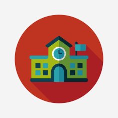 Building school flat icon with long shadow eps10 N100