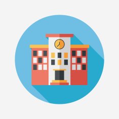 Building school flat icon with long shadow eps10 N103