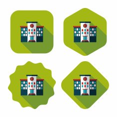 Building school flat icon with long shadow eps10 N107