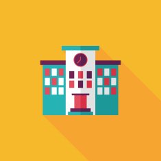 Building school flat icon with long shadow eps10 N108