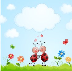 Valentine's day illustration with cute couple of lady bugs N3