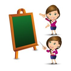 People Set - Education Teacher pointing at a black board