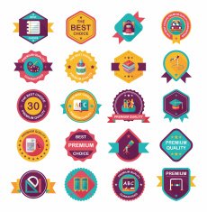 School badge banner design flat background set eps10 N25