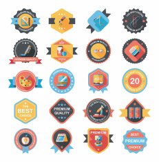 School badge banner design flat background set eps10 N27