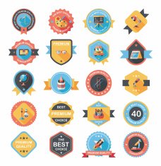 School badge banner design flat background set eps10 N30