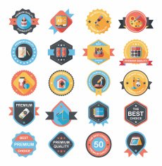 School badge banner design flat background set eps10 N34