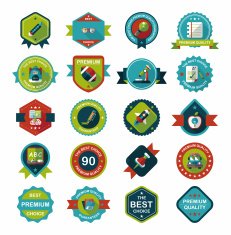 School badge banner design flat background set eps10 N39