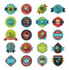 School badge banner design flat background set eps10 N41