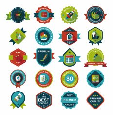 School badge banner design flat background set eps10 N44