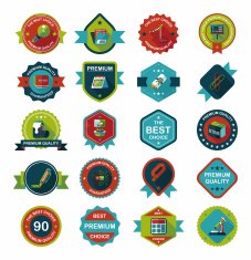 School badge banner design flat background set eps10 N48