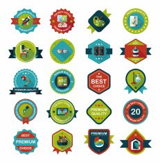 School badge banner design flat background set eps10 N49