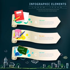 education infographic design elements with banners