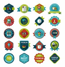 School badge banner design flat background set eps10 N53