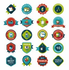 School badge banner design flat background set eps10 N54