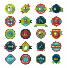 School badge banner design flat background set eps10 N58