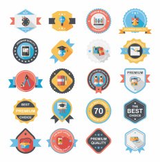 School badge banner design flat background set eps10 N63