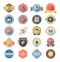 School badge banner design flat background set eps10 N66
