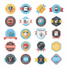 School badge banner design flat background set eps10 N71