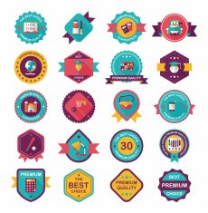 School badge banner design flat background set eps10 N77