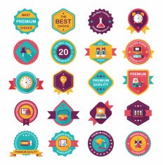 School badge banner design flat background set eps10 N81