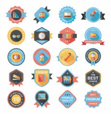 School badge banner design flat background set eps10 N82
