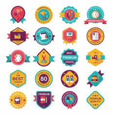 School badge banner design flat background set eps10 N84