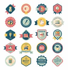 School badge banner design flat background set eps10 N87