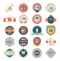 School badge banner design flat background set eps10 N96