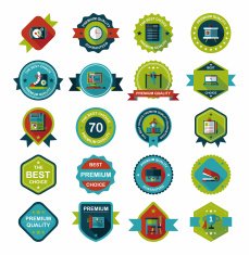 School badge banner design flat background set eps10 N98