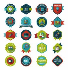 School badge banner design flat background set eps10 N104