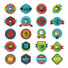 School badge banner design flat background set eps10 N108