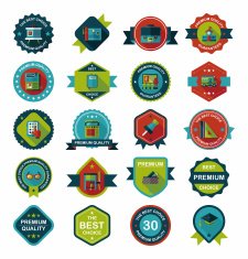 School badge banner design flat background set eps10 N109