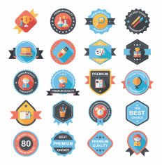 School badge banner design flat background set eps10 N110