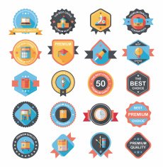 School badge banner design flat background set eps10 N112
