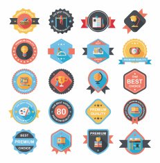School badge banner design flat background set eps10 N116
