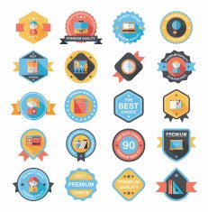 School badge banner design flat background set eps10 N117