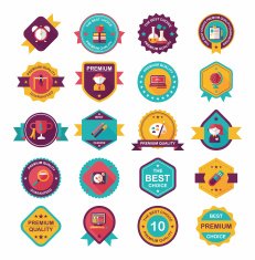 School badge banner design flat background set eps10 N121