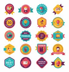 School badge banner design flat background set eps10 N122