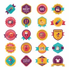 School badge banner design flat background set eps10 N124