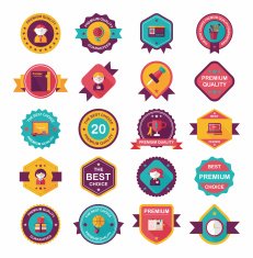 School badge banner design flat background set eps10 N128