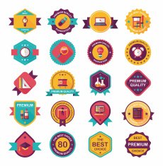 School badge banner design flat background set eps10 N130