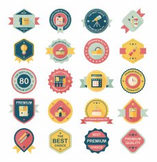 School badge banner design flat background set eps10 N134