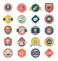 School badge banner design flat background set eps10 N139