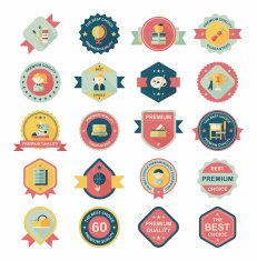 School badge banner design flat background set eps10 N144