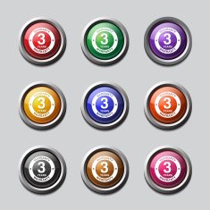 3 Years Warranty Colorful Vector Icon Design N5