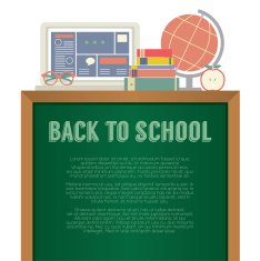 Laptop Books And Desk Globe Back To School