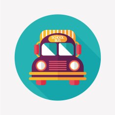School Bus flat icon with long shadow eps10 N23