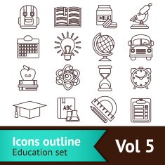 Education Icons Outline