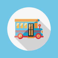 School Bus flat icon with long shadow eps10 N26