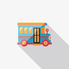 School Bus flat icon with long shadow eps10 N28